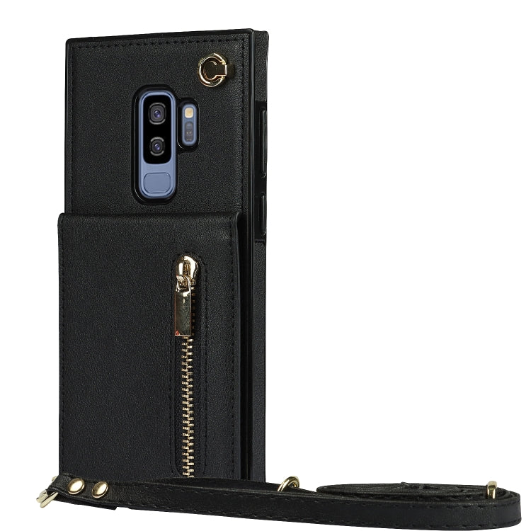 For Samsung Galaxy S9 Plus Cross-body Zipper Square TPU+PU Back Cover Case with Holder & Card Slots & Wallet & Strap(Black) - free shipping - PMC TechLife - Order now!