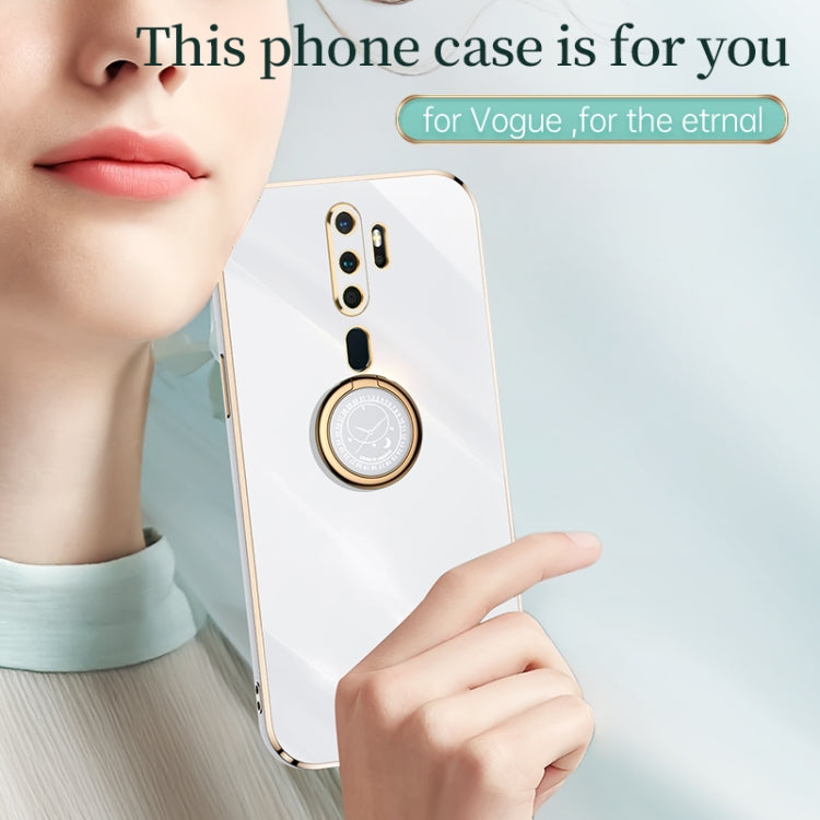 For OPPO A9 2020 / A11x XINLI Straight Edge 6D Electroplate TPU Phone Case with Ring Holder(Cherry Purple) - free shipping - PMC TechLife - Order now!