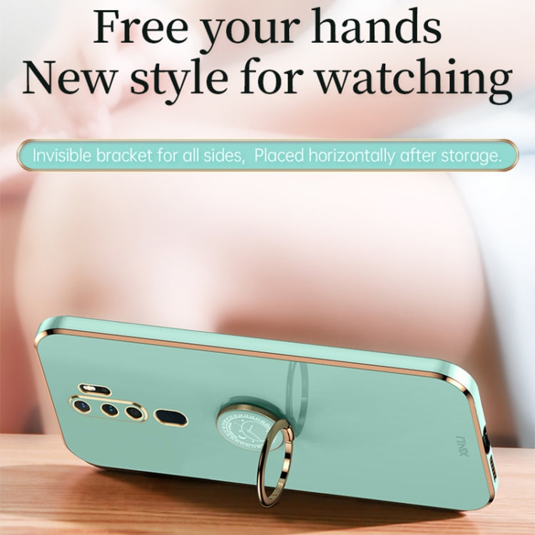 For OPPO A9 2020 / A11x XINLI Straight Edge 6D Electroplate TPU Phone Case with Ring Holder(Cherry Purple) - free shipping - PMC TechLife - Order now!