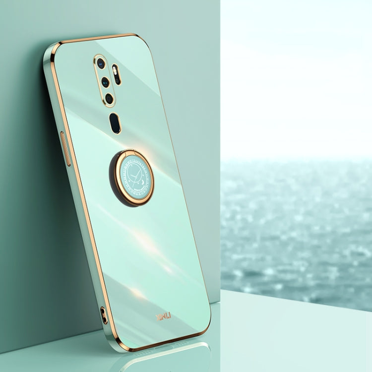 For OPPO A9 2020 / A11x XINLI Straight Edge 6D Electroplate TPU Phone Case with Ring Holder(Mint Green) - OPPO Cases by XINLI | Online Shopping South Africa | PMC TechLife | Buy Now Pay Later Mobicred