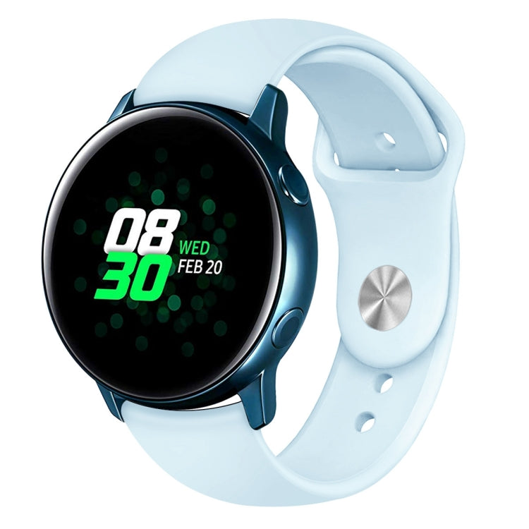 For Samsung Galaxy Watch Active2 Bluetooth Version 44mm Smart Watch Solid Color Silicone Watch Band, Size:L (Light Blue) - Watch Bands by PMC TechLife | Online Shopping South Africa | PMC TechLife | Buy Now Pay Later Mobicred
