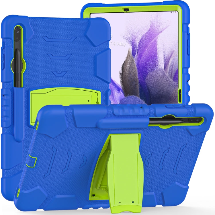 For Samsung Galaxy Tab S7+/ Tab S7 FE / Tab S8+ 3-Layer Protection Screen Frame + PC + Silicone Combination Case with Holder(Blue+Lime) - Other Galaxy Tab PC by PMC TechLife | Online Shopping South Africa | PMC TechLife