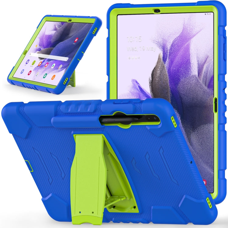 For Samsung Galaxy Tab S7+/ Tab S7 FE / Tab S8+ 3-Layer Protection Screen Frame + PC + Silicone Combination Case with Holder(Blue+Lime) - Other Galaxy Tab PC by PMC TechLife | Online Shopping South Africa | PMC TechLife
