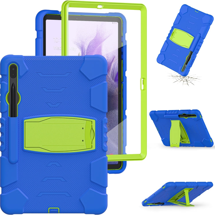 For Samsung Galaxy Tab S7+/ Tab S7 FE / Tab S8+ 3-Layer Protection Screen Frame + PC + Silicone Combination Case with Holder(Blue+Lime) - Other Galaxy Tab PC by PMC TechLife | Online Shopping South Africa | PMC TechLife