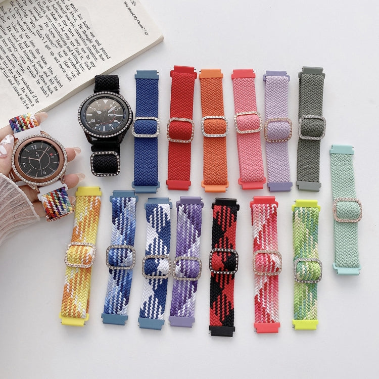 Compatible with Garmin Venu/Vivoactive 3 20mm Universal Adjustable Braided Elastic Diamond Buckle Watch Band(Rainbow) - Watch Bands by PMC TechLife | Online Shopping South Africa | PMC TechLife | Buy Now Pay Later Mobicred