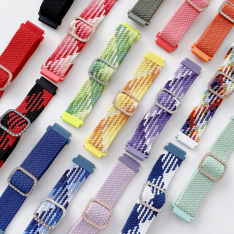 Compatible with Garmin Venu/Vivoactive 3 20mm Universal Adjustable Braided Elastic Diamond Buckle Watch Band(Rainbow) - Watch Bands by PMC TechLife | Online Shopping South Africa | PMC TechLife | Buy Now Pay Later Mobicred