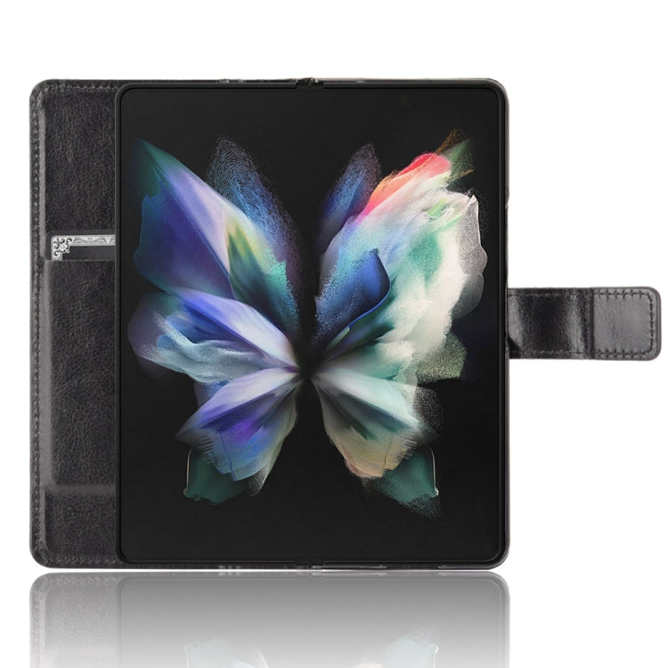 For Samsung Galaxy Z Fold3 5G Crazy Horse Texture Horizontal Flip Leather Case with Holder & Card Slots & Lanyard(Black) - Galaxy Phone Cases by GKK | Online Shopping South Africa | PMC TechLife | Buy Now Pay Later Mobicred