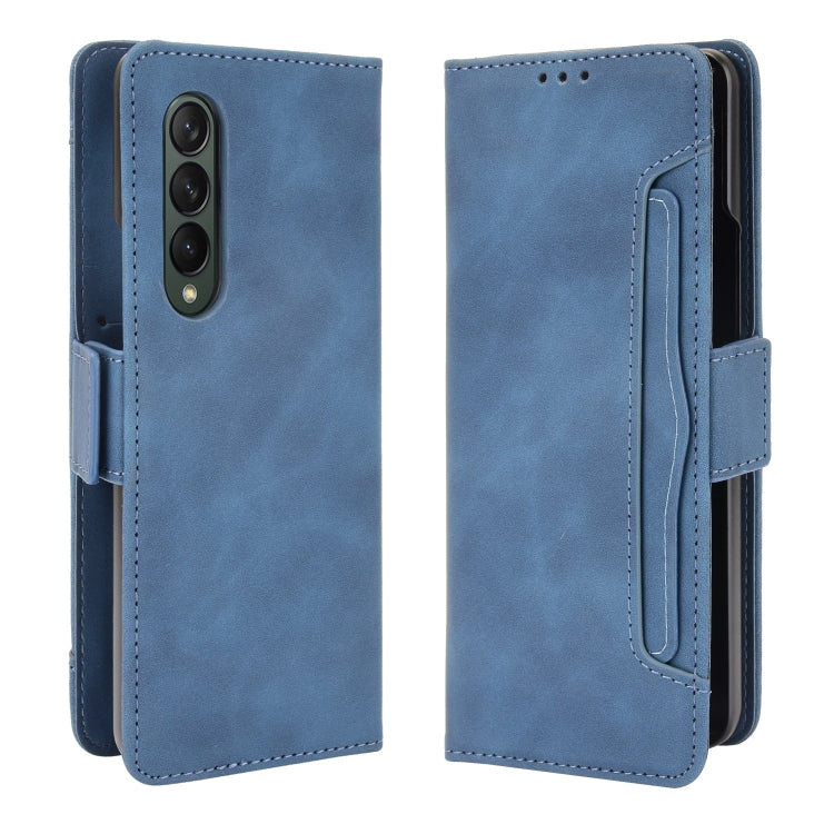 For Samsung Galaxy Z Fold3 5G Skin Feel Calf Pattern Horizontal Flip Leather Case with Holder & Card Slots & Photo Frame(Blue) - Galaxy Phone Cases by GKK | Online Shopping South Africa | PMC TechLife | Buy Now Pay Later Mobicred