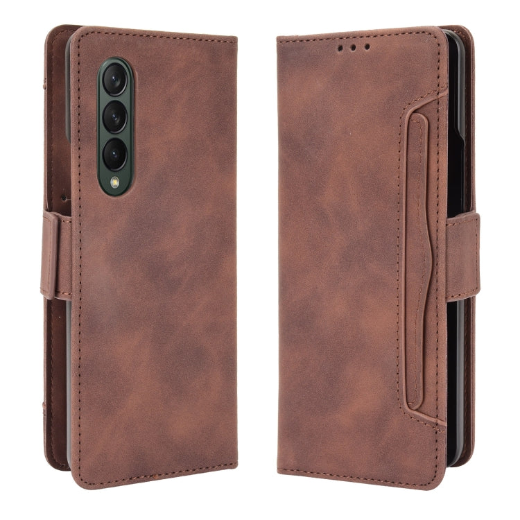 For Samsung Galaxy Z Fold3 5G Skin Feel Calf Pattern Horizontal Flip Leather Case with Holder & Card Slots & Photo Frame(Brown) - Galaxy Phone Cases by GKK | Online Shopping South Africa | PMC TechLife | Buy Now Pay Later Mobicred