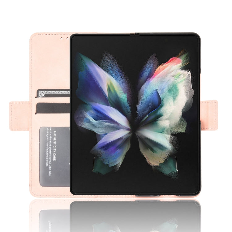 For Samsung Galaxy Z Fold3 5G Skin Feel Calf Pattern Horizontal Flip Leather Case with Holder & Card Slots & Photo Frame(Pink) - Galaxy Phone Cases by GKK | Online Shopping South Africa | PMC TechLife | Buy Now Pay Later Mobicred
