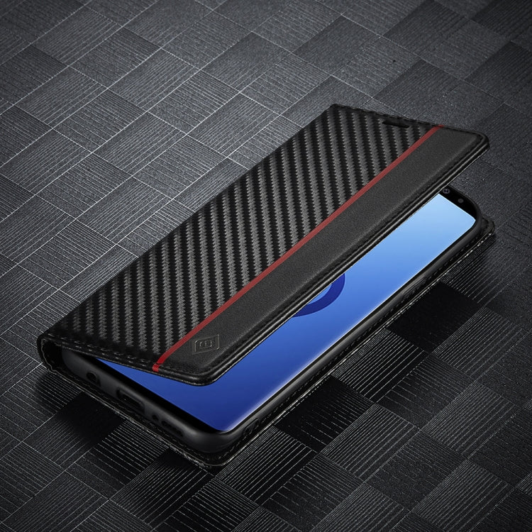 LC.IMEEKE Carbon Fiber PU + TPU Horizontal Flip Leather Case with Holder & Card Slot & Wallet For Samsung Galaxy S9+(Vertical Black) - free shipping - PMC TechLife - Order now!