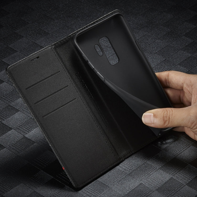 LC.IMEEKE Carbon Fiber PU + TPU Horizontal Flip Leather Case with Holder & Card Slot & Wallet For Samsung Galaxy S9+(Vertical Black) - free shipping - PMC TechLife - Order now!