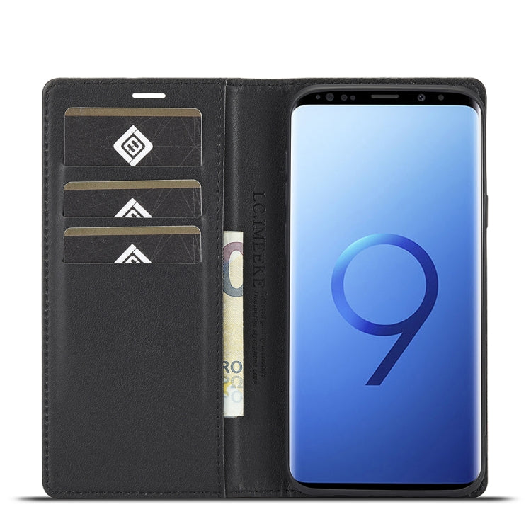 LC.IMEEKE Carbon Fiber PU + TPU Horizontal Flip Leather Case with Holder & Card Slot & Wallet For Samsung Galaxy S9+(Vertical Black) - free shipping - PMC TechLife - Order now!