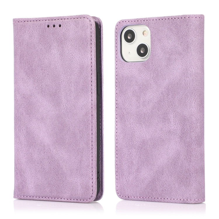 For iPhone 13 Strong Magnetic Crazy Horse Texture Horizontal Flip Leather Case with Holder & Card Slots & Wallet(Purple) - free shipping - PMC TechLife - Order now!