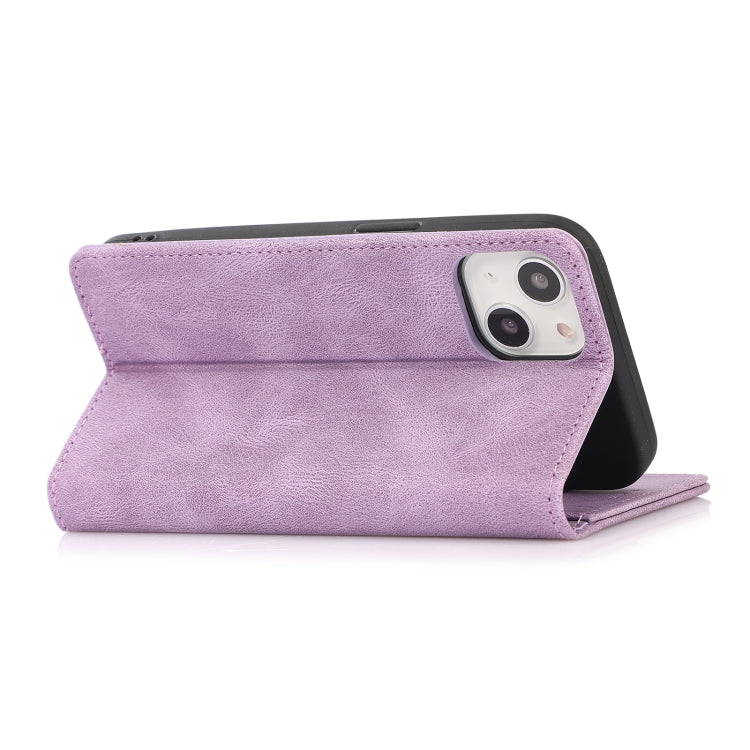 For iPhone 13 Strong Magnetic Crazy Horse Texture Horizontal Flip Leather Case with Holder & Card Slots & Wallet(Purple) - free shipping - PMC TechLife - Order now!