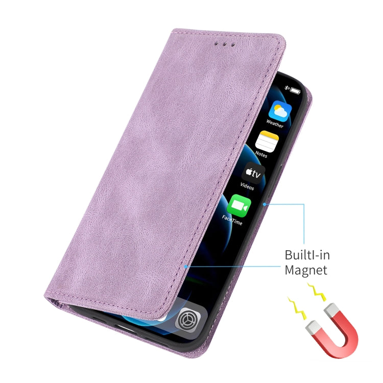 For iPhone 13 Strong Magnetic Crazy Horse Texture Horizontal Flip Leather Case with Holder & Card Slots & Wallet(Purple) - free shipping - PMC TechLife - Order now!