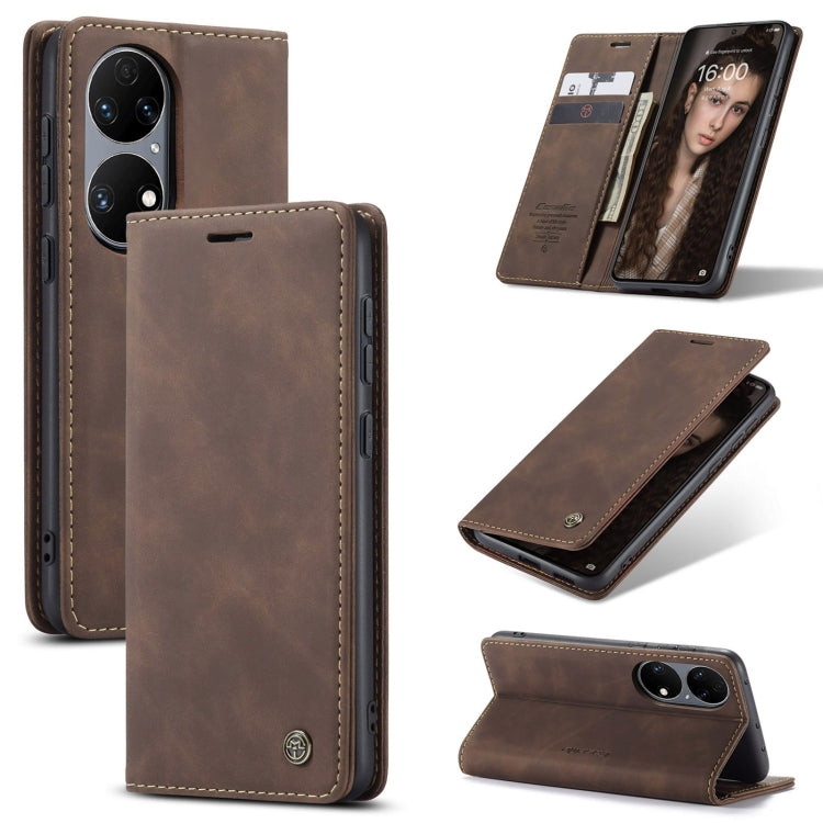 CaseMe 013 Multifunctional Horizontal Flip Leather Case with Holder & Card Slot & Wallet For Huawei P50(Coffee) - Huawei Cases by CaseMe | Online Shopping South Africa | PMC TechLife | Buy Now Pay Later Mobicred
