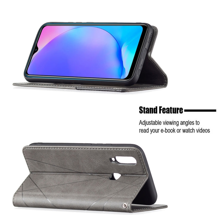 For vivo Y11/Y15/Y12/Y17 Rhombus Texture Horizontal Flip Magnetic Leather Case with Holder & Card Slots(Grey) - free shipping - PMC TechLife - Order now!
