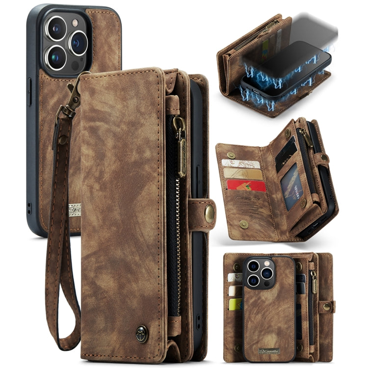 For iPhone 13 Pro Max CaseMe-008 Detachable Multifunctional Horizontal Flip Leather Case with Card Slot & Holder & Zipper Wallet & Photo Frame (Brown) - iPhone 13 Pro Max Cases by CaseMe | Online Shopping South Africa | PMC TechLife