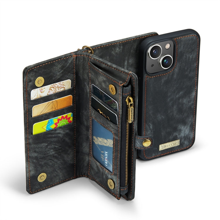 For iPhone 13 CaseMe-008 Detachable Multifunctional Horizontal Flip Leather Case with Card Slot & Holder & Zipper Wallet & Photo Frame(Black) - free shipping - PMC TechLife - Order now!