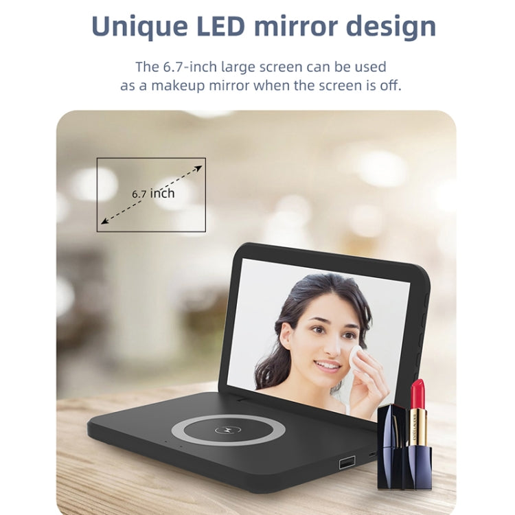 SY-118 15W Foldable Mirror Surface Perpetual Desk Calendar Clock Wireless Charger with Alarm Clock & Three-level Brightness Adjustable Function(Black) - Wireless Charger by PMC TechLife | Online Shopping South Africa | PMC TechLife
