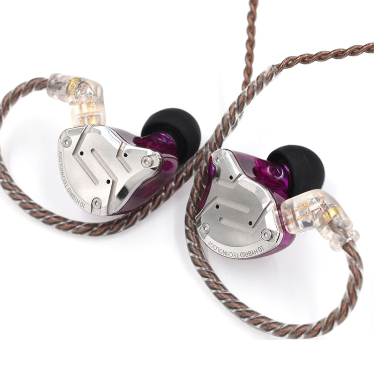 KZ ZS10 Pro 10-unit Ring Iron Gaming In-ear Wired Earphone, Mic Version(Purple) - free shipping - PMC TechLife - Order now!