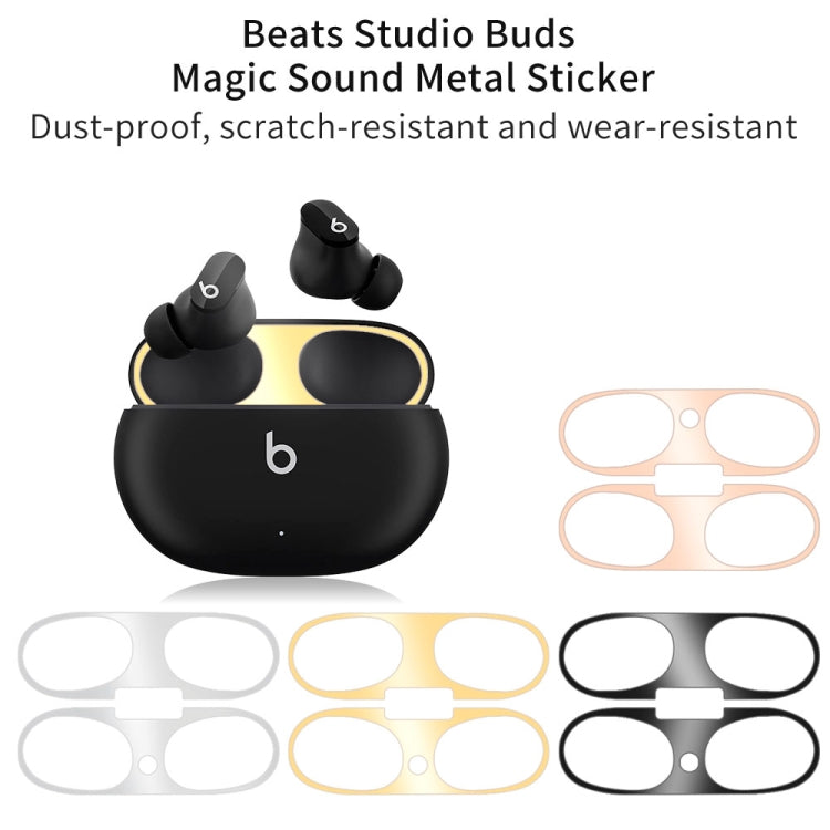 For Beats Studio Buds Wireless Bluetooth Earphone Magic Sound Metal Protective Sticker(Gold) - Protective Sticker by PMC TechLife | Online Shopping South Africa | PMC TechLife