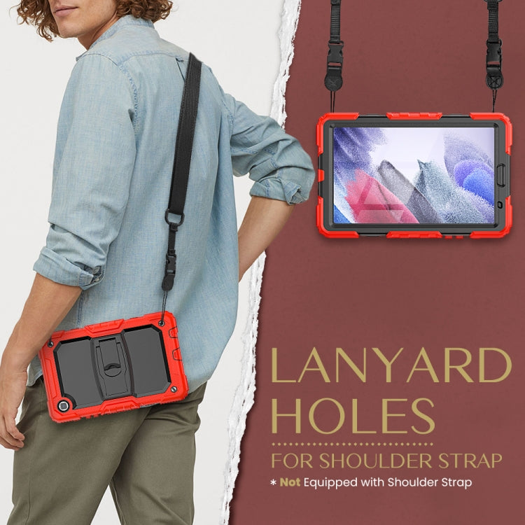 Shockproof Colorful Silica Gel + PC Protective Case with Holder & Shoulder Strap For Samsung Galaxy A7 Lite T220 / T225(Red) - Tab A7 Lite T220 / T225 by PMC TechLife | Online Shopping South Africa | PMC TechLife | Buy Now Pay Later Mobicred
