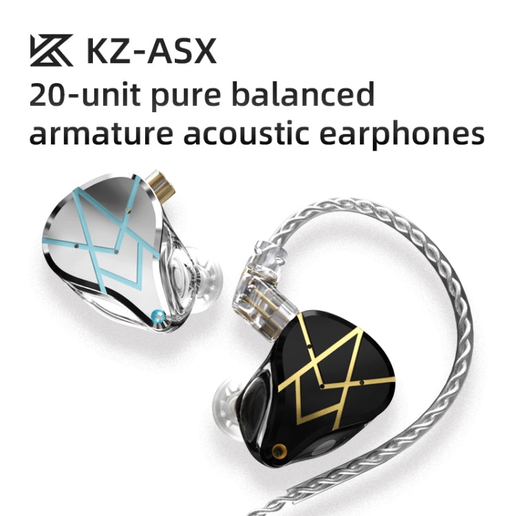 KZ ASX 20-unit Balance Armature Monitor HiFi In-Ear Wired Earphone With Mic(Black) - free shipping - PMC TechLife - Order now!