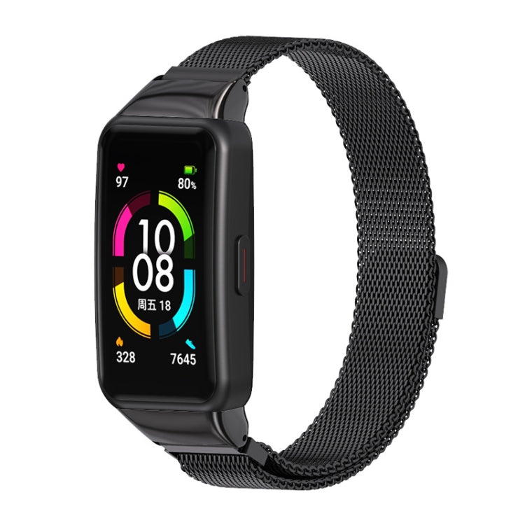 For Huawei Band 6 / Honor Band 6 / 7 MIJOBS Milan Stainless Steel Magnetic Watch Band(Black) - Watch Bands by MIJOBS | Online Shopping South Africa | PMC TechLife | Buy Now Pay Later Mobicred