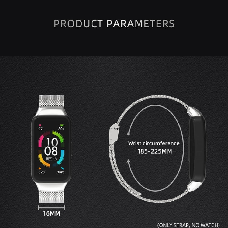 For Huawei Band 6 / Honor Band 6 / 7 MIJOBS Milan Stainless Steel Magnetic Watch Band(Silver) - free shipping - PMC TechLife - Order now!