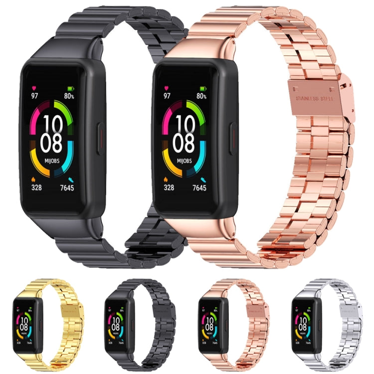 For Huawei Band 6 / Honor Band 6 / 7 MIJOBS Bamboo Joint Stainless Steel Metal Buckle Watch Band(Black) - Watch Bands by MIJOBS | Online Shopping South Africa | PMC TechLife | Buy Now Pay Later Mobicred