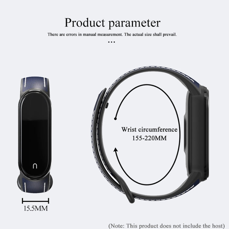 For Xiaomi Mi Band 5/6/7 MIJOBS TPU + Leather Watch Band(Blue+White) - Watch Bands by MIJOBS | Online Shopping South Africa | PMC TechLife | Buy Now Pay Later Mobicred