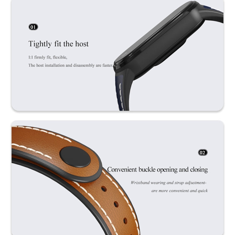 For Xiaomi Mi Band 5/6/7 MIJOBS TPU + Leather Watch Band(Black+Orange) - Watch Bands by MIJOBS | Online Shopping South Africa | PMC TechLife | Buy Now Pay Later Mobicred