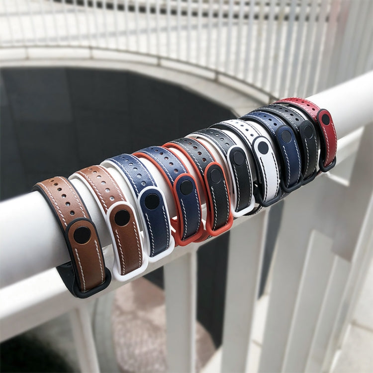 For Xiaomi Mi Band 5/6/7 MIJOBS TPU + Leather Watch Band(Black+Orange) - Watch Bands by MIJOBS | Online Shopping South Africa | PMC TechLife | Buy Now Pay Later Mobicred