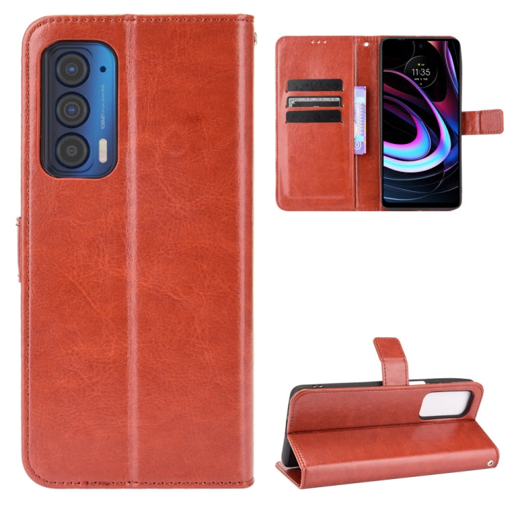 For Motorola Edge 2021 Crazy Horse Texture Horizontal Flip Leather Case with Holder & Card Slots & Lanyard(Brown) - Motorola Cases by PMC TechLife | Online Shopping South Africa | PMC TechLife | Buy Now Pay Later Mobicred