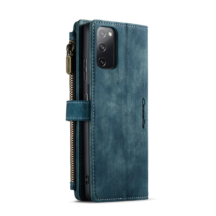 For Samsung Galaxy S20 FE CaseMe-C30 PU + TPU Multifunctional Horizontal Flip Leather Case with Holder & Card Slot & Wallet & Zipper Pocket(Blue) - free shipping - PMC TechLife - Order now!