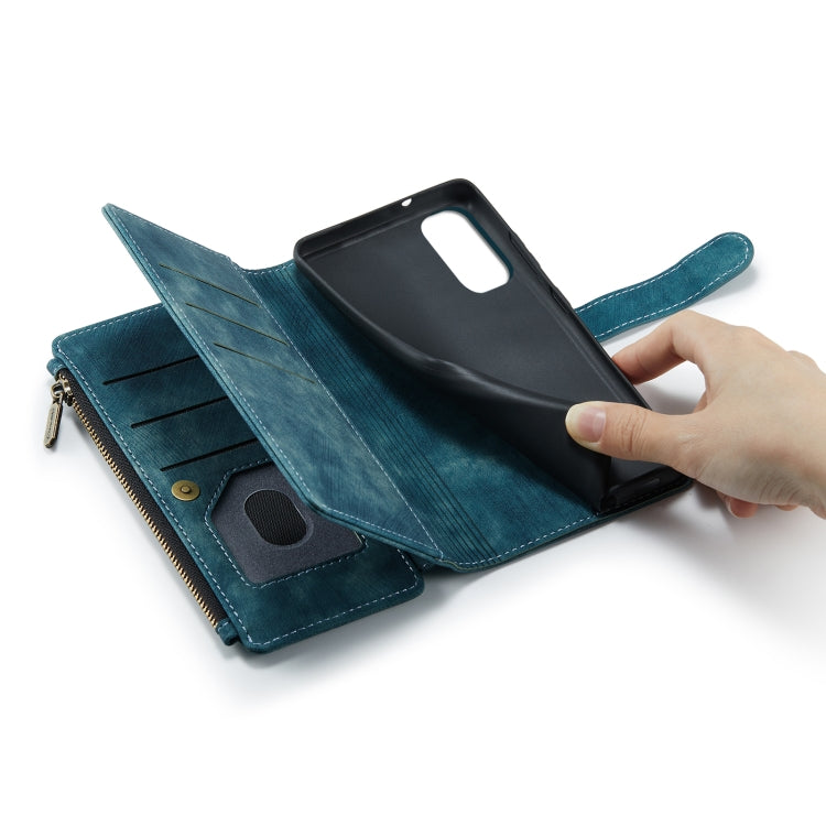 For Samsung Galaxy S20 FE CaseMe-C30 PU + TPU Multifunctional Horizontal Flip Leather Case with Holder & Card Slot & Wallet & Zipper Pocket(Blue) - free shipping - PMC TechLife - Order now!