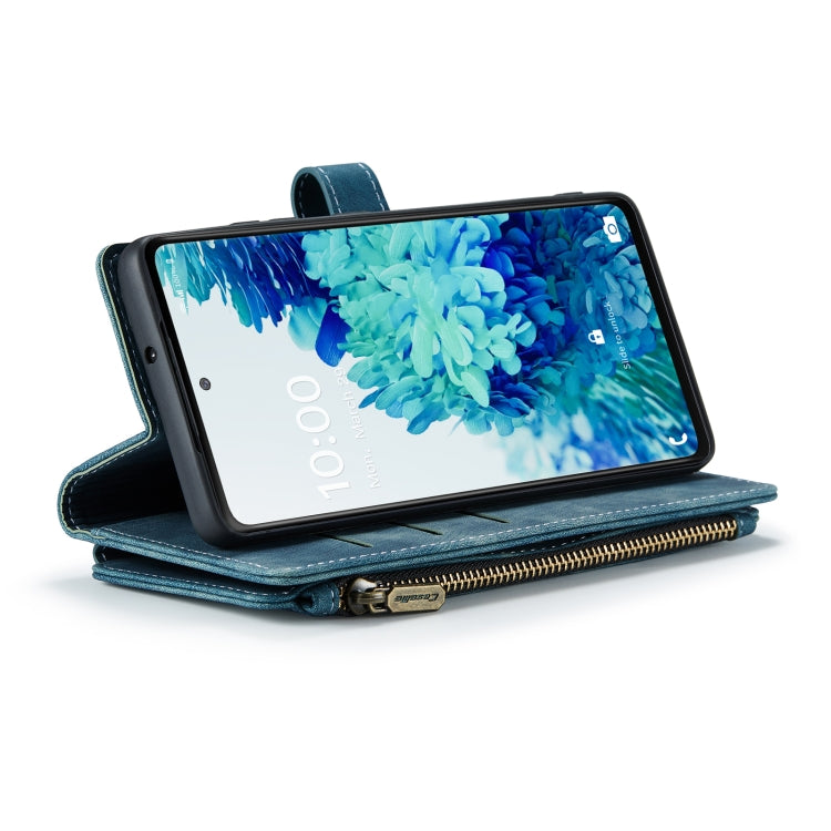 For Samsung Galaxy S20 FE CaseMe-C30 PU + TPU Multifunctional Horizontal Flip Leather Case with Holder & Card Slot & Wallet & Zipper Pocket(Blue) - free shipping - PMC TechLife - Order now!