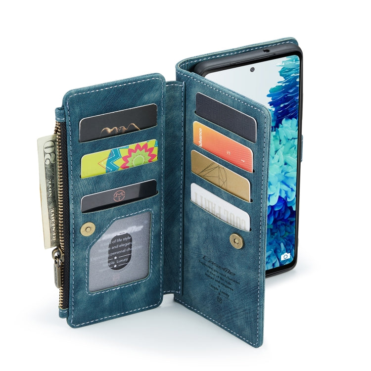 For Samsung Galaxy S20 FE CaseMe-C30 PU + TPU Multifunctional Horizontal Flip Leather Case with Holder & Card Slot & Wallet & Zipper Pocket(Blue) - free shipping - PMC TechLife - Order now!