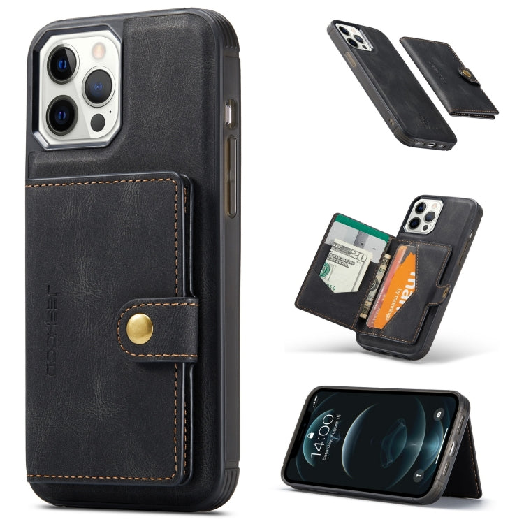 For iPhone 13 Pro Max JEEHOOD Retro Magnetic Detachable Protective Case with Wallet & Card Slot & Holder (Black) - iPhone 13 Pro Max Cases by JEEHOOD | Online Shopping South Africa | PMC TechLife | Buy Now Pay Later Mobicred