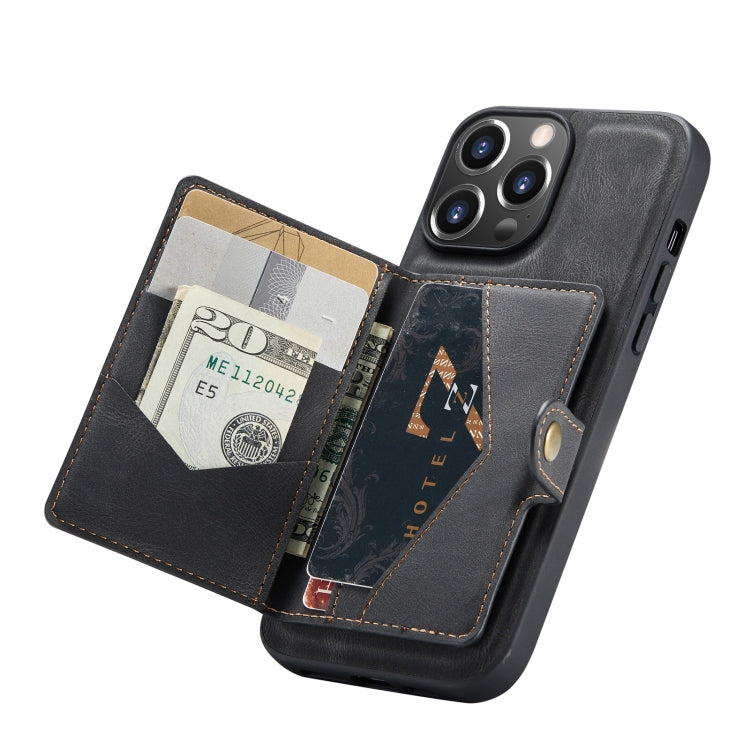 For iPhone 13 Pro Max JEEHOOD Retro Magnetic Detachable Protective Case with Wallet & Card Slot & Holder (Black) - iPhone 13 Pro Max Cases by JEEHOOD | Online Shopping South Africa | PMC TechLife | Buy Now Pay Later Mobicred