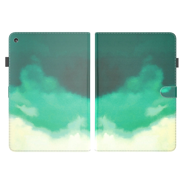 For Amazon Fire HD 10 2019 / 2017 Watercolor Pattern Skin Feel Magnetic Horizontal Flip PU Leather Case with Holder & Card Slots & Photo Frame & Sleep / Wake-up Function(Cyan Green) - free shipping - PMC TechLife - Order now!