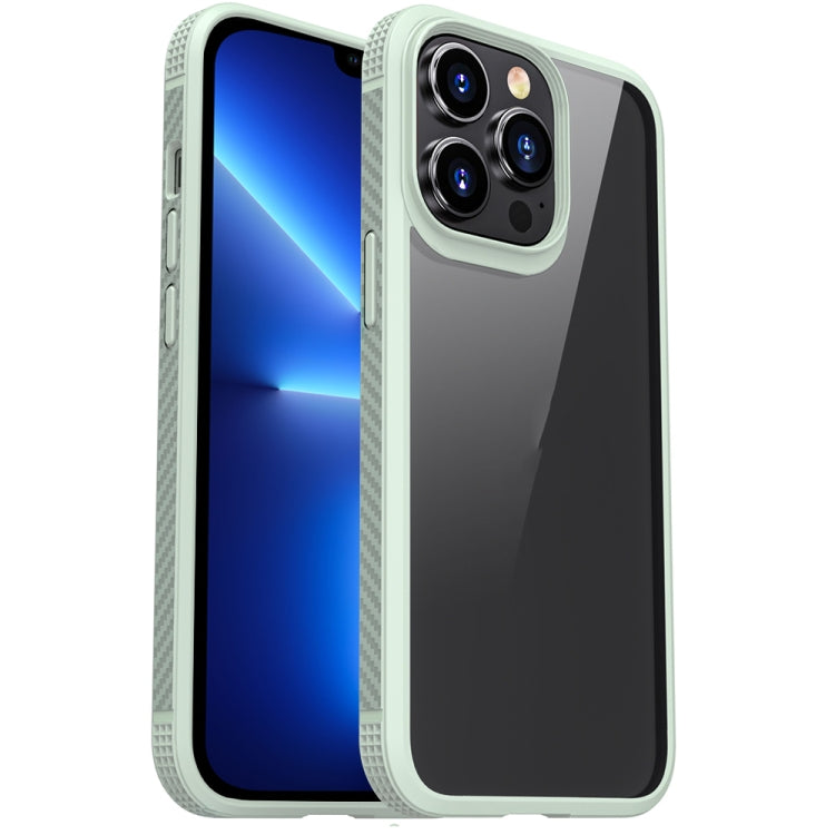 For iPhone 13 Pro Max MG Series Carbon Fiber TPU + Clear PC Four-corner Airbag Shockproof Case (Green) - iPhone 13 Pro Max Cases by PMC TechLife | Online Shopping South Africa | PMC TechLife | Buy Now Pay Later Mobicred
