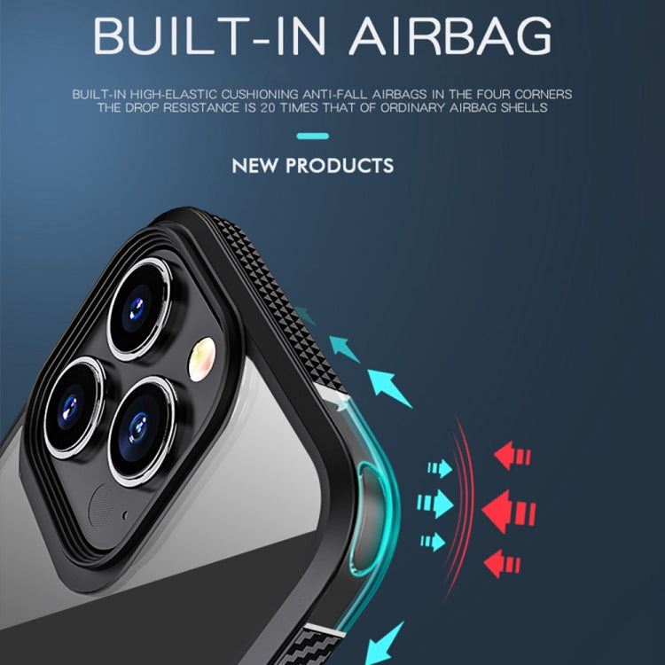 For iPhone 13 Pro Max MG Series Carbon Fiber TPU + Clear PC Four-corner Airbag Shockproof Case (Green) - iPhone 13 Pro Max Cases by PMC TechLife | Online Shopping South Africa | PMC TechLife | Buy Now Pay Later Mobicred