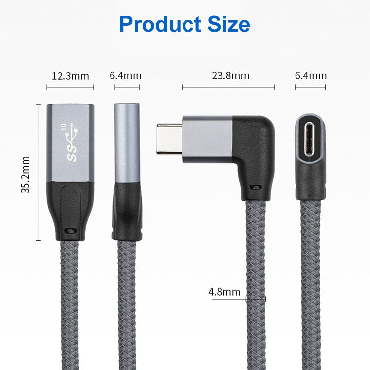 100W USB-C / Type-C Elbow Male to USB-C / Type-C Female Full-function Data Extension Cable, Cable Length:0.5m - free shipping - PMC TechLife - Order now!