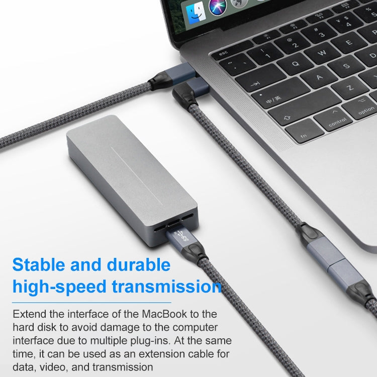100W USB-C / Type-C Elbow Male to USB-C / Type-C Female Full-function Data Extension Cable, Cable Length:0.5m - free shipping - PMC TechLife - Order now!