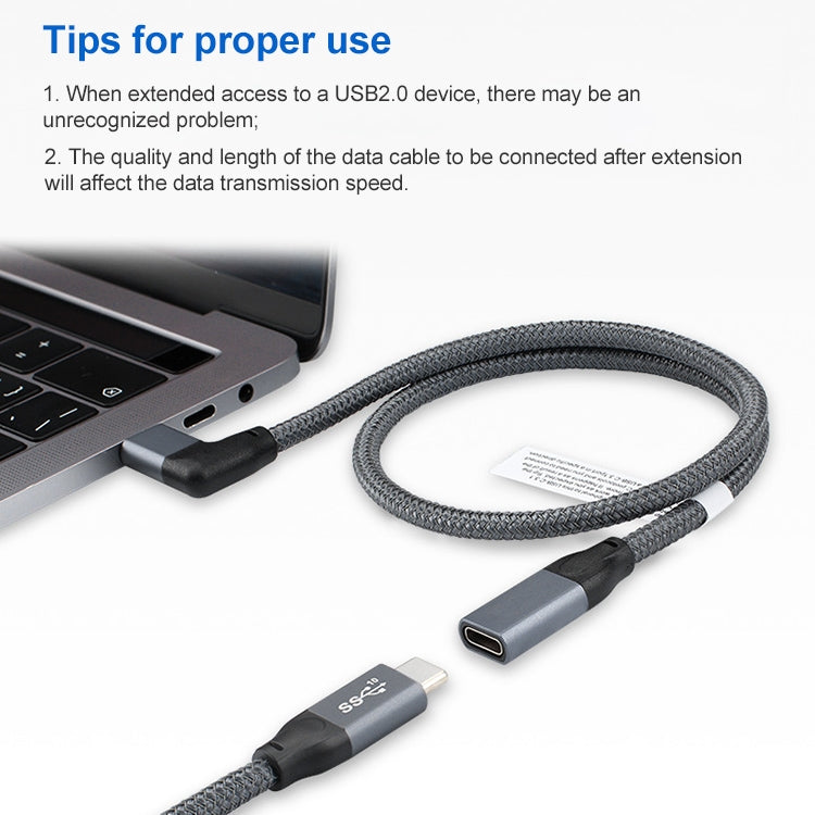 100W USB-C / Type-C Elbow Male to USB-C / Type-C Female Full-function Data Extension Cable, Cable Length:0.5m - free shipping - PMC TechLife - Order now!