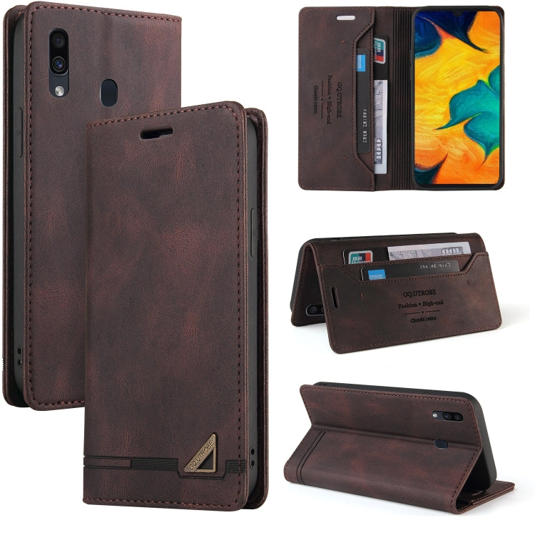 For Samsung Galaxy A20 / A30 Skin Feel Anti-theft Brush Horizontal Flip Leather Case with Holder & Card Slots & Wallet(Brown) - Galaxy Phone Cases by PMC TechLife | Online Shopping South Africa | PMC TechLife | Buy Now Pay Later Mobicred