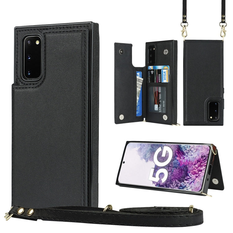 For Samsung Galaxy S20 Cross-body Square Double Buckle Flip Card Bag TPU+PU Case with Card Slots & Wallet & Photo & Strap(Black) - free shipping - PMC TechLife - Order now!